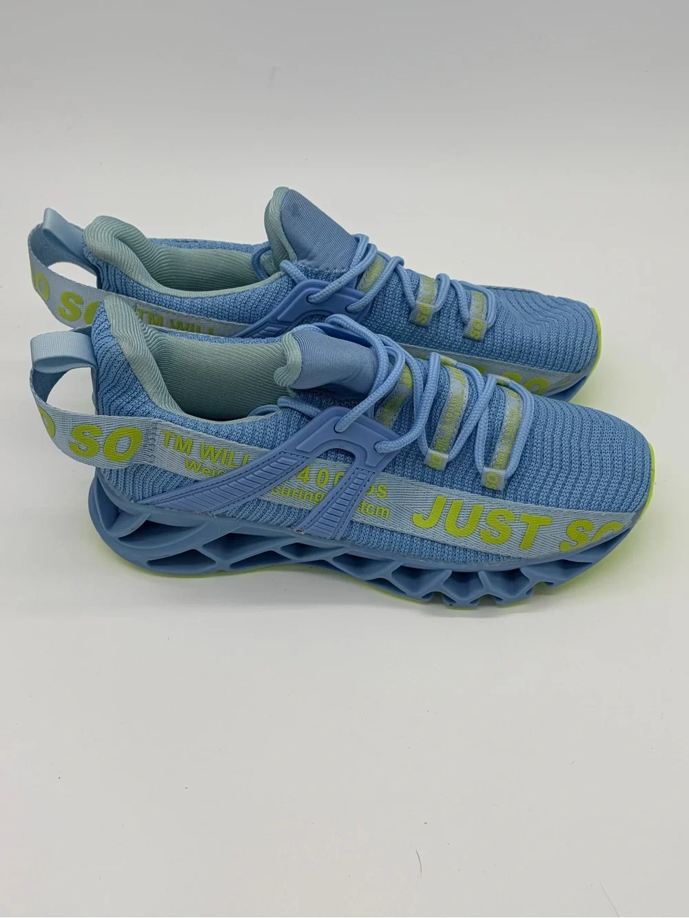 Women's Light Blue Sandals with Lime Accents - JUST SO